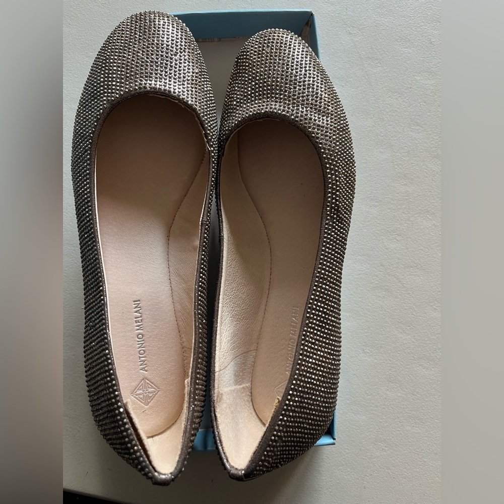 ANTONIO MELANI Women's Sparkling Rhinestone Flats - Silver